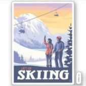 Vintage Printwerbung für lass's Go Ski Aufkleber (Vorderseite)