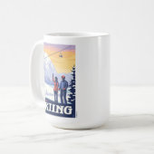 Vintage Printwerbung für lass's Go Ski Kaffeetasse (Vorderseite Links)