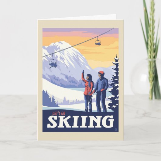 Vintage Printwerbung für lass's Go Ski Karte (Vorderseite)