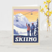 Vintage Printwerbung für lass's Go Ski Karte (Gelbe Blume)