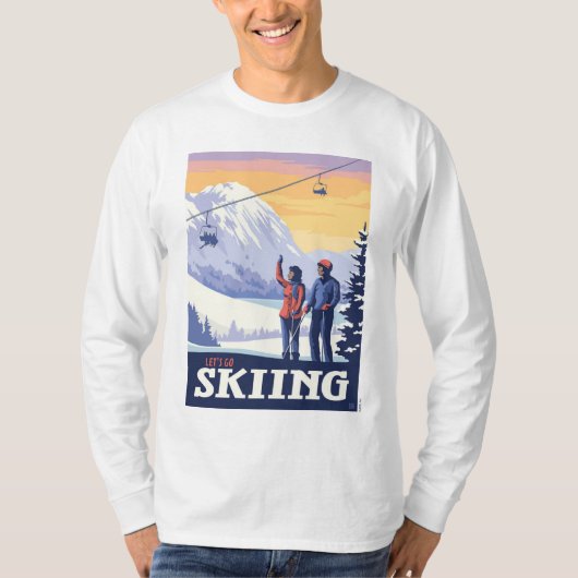 Vintage Printwerbung für lass's Go Ski T-Shirt (Vorderseite)