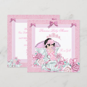 Vintage-Prinzessin-Baby-Party Mädchen Rosa Damast  Einladung