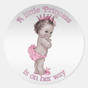 Vintage-Prinzessin-Baby-Party Runder Aufkleber