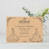 Vintage Prinzessin Geburtstag Einladung (Stehend Vorderseite)