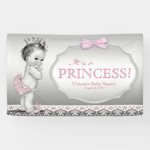 Vintage Prinzessin Mädchen Baby Shower Banner