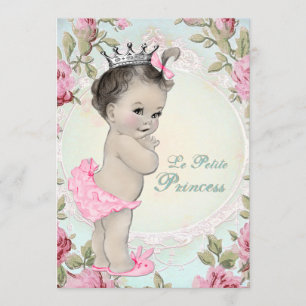 Vintage Prinzessin Rosa und Türkis Baby-Party Einladung