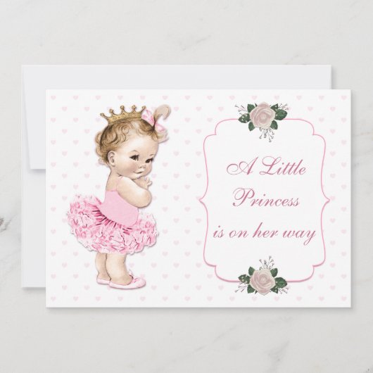 Vintage Prinzessin Tutu Herz und Blume Einladung (Vorderseite)