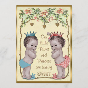 Vintage Prinzessin Twins zum Geburtstag Einladung