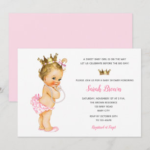 Vintage Prinzessinnen Einladungen Rosa Blond Baby