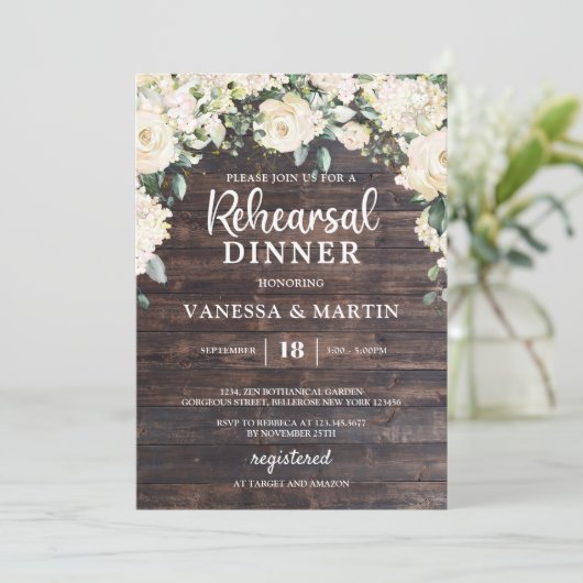 Vintage Probe aus weißem Holz Einladung (Stehend Vorderseite)