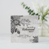 Vintage Probe Dinner Card Schwarz/Grau Blume Einladung (Stehend Vorderseite)