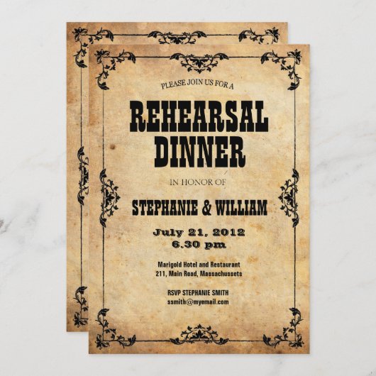 Vintage Probe Einladung (Vorne/Hinten)