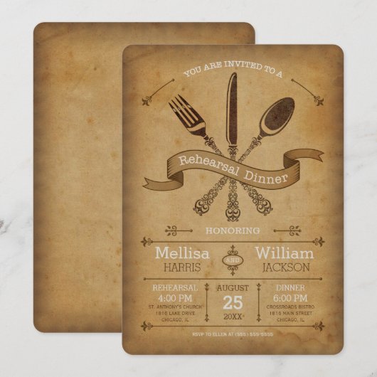 Vintage Probe Einladung (Vorne/Hinten)