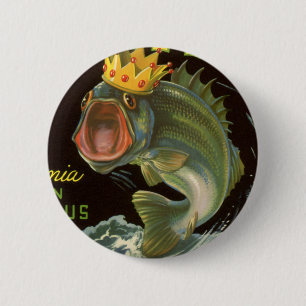 Vintage-Produkt-Dosenetikett-Kunst, Kingfish Sparg Button