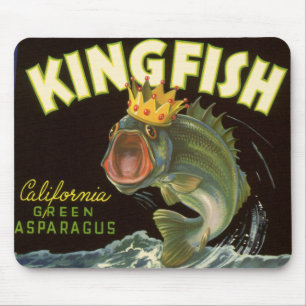 Vintage-Produkt-Dosenetikett-Kunst, Kingfish Sparg Mousepad