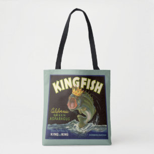 Vintage-Produkt-Dosenetikett-Kunst, Kingfish Sparg Tasche