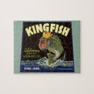 Vintage-Produkt-Dosenetikett-Kunst, Königsfisch Sp Puzzle