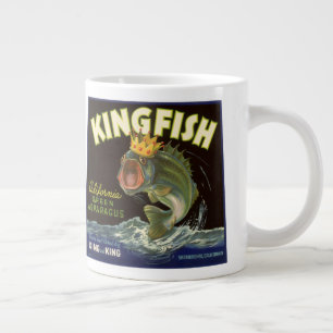 Vintage-Produkt-Dosenetiketten-Kunst, Kingfish Spa Jumbo-Tasse