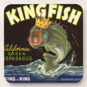 Vintage-Produkt-Dosenetiketten-Kunst, Kingfish Spa Untersetzer