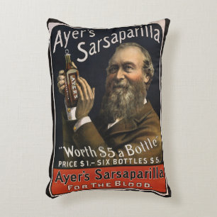Vintage-Produktetikett, Ayer's Sarsaparilla-Geträn Dekokissen