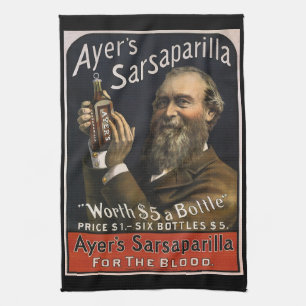Vintage-Produktetikett, Ayer's Sarsaparilla-Geträn Geschirrtuch