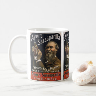 Vintage-Produktetikett, Ayer's Sarsaparilla-Geträn Kaffeetasse