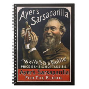 Vintage-Produktetikett, Ayer's Sarsaparilla-Geträn Notizblock