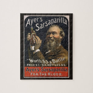 Vintage-Produktetikett, Ayer's Sarsaparilla-Geträn Puzzle