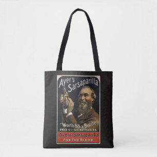 Vintage-Produktetikett, Ayer's Sarsaparilla-Geträn Tasche