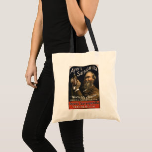 Vintage-Produktetikett, Ayer's Sarsaparilla-Geträn Tragetasche