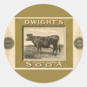 Vintage-Produktetikett, Dwight's Bicarbonated Soda Runder Aufkleber