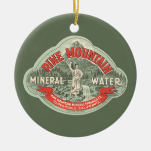 Vintage-Produktetikett, Pine Mountain Mineralwasse Keramikornament