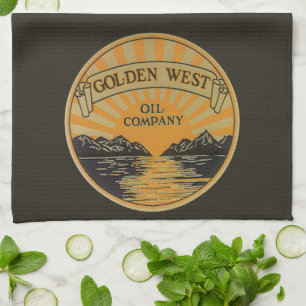 Vintage-Produktlabel-Kunst, Golden West Oil Compan Geschirrtuch