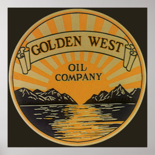 Vintage-Produktlabel-Kunst, Golden West Oil Compan Poster