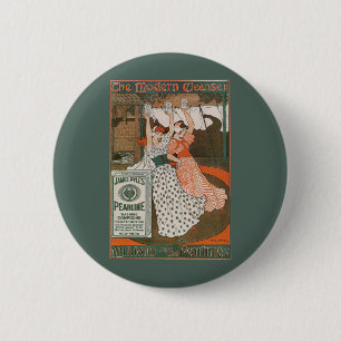 Vintage-Produktlabel-Kunst Pearline Modern Cleanse Button