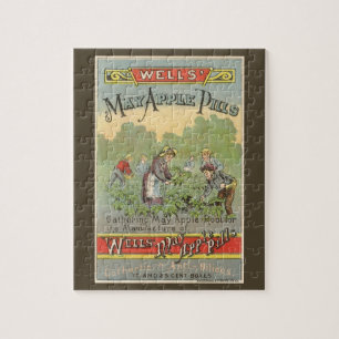 Vintage-Produktlabel-Kunst, Wells May Apple Pills Puzzle