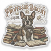 Vintage Professor Biscuit Frenchie Esquire Aufkleber (Vorderseite)