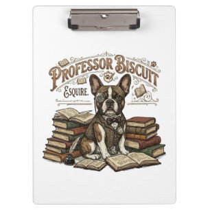 Vintage Professor Biscuit Frenchie Esquire Klemmbrett