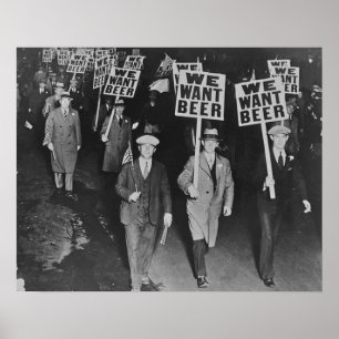 Vintage-Prohibitions-Bier, Wir wollen Bier, Bierku Poster