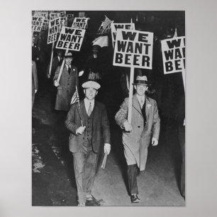 Vintage-Prohibitions-Bier, Wir wollen Bier, Bierku Poster