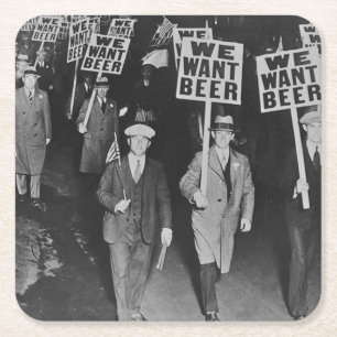 Vintage-Prohibitionsbier, Wir wollen Bier 1920 Rechteckiger Pappuntersetzer