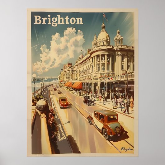 Vintage Promenade Sunny Brighton Poster (Vorne)