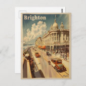 Vintage Promenade Sunny Brighton Postkarte (Vorne/Hinten)