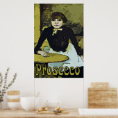 Vintage Prosecco-Frau Poster (Küche)