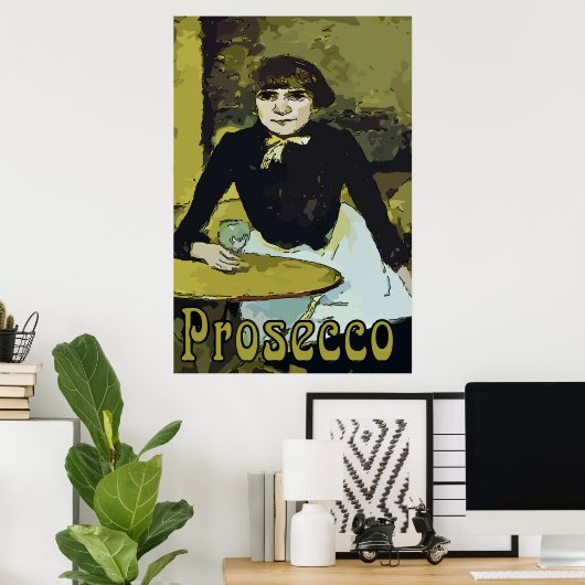 Vintage Prosecco-Frau Poster (Heimbüro)