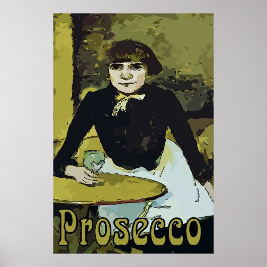 Vintage Prosecco-Frau Poster (Vorne)