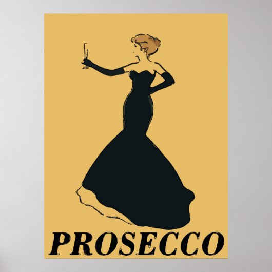 Vintage Prosecco-Frau Poster (Vorne)