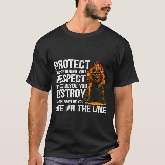 Vintage Protect Respect Destroy Offensive Lineman T-Shirt (Vorderseite)