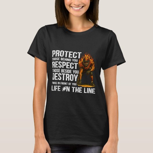 Vintage Protect Respect Destroy Offensive Lineman T-Shirt (Vorderseite)