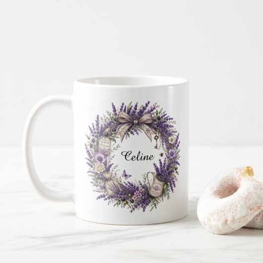 vintage Provence Lavendelkranz  Kaffeetasse (Mit Donut)